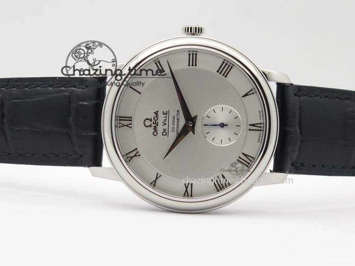 0404 Flexible De Ville MK 1:1 Best Edition SS White Dial On Black Leather Asian Seagull T1701 (Sec@6) 8244